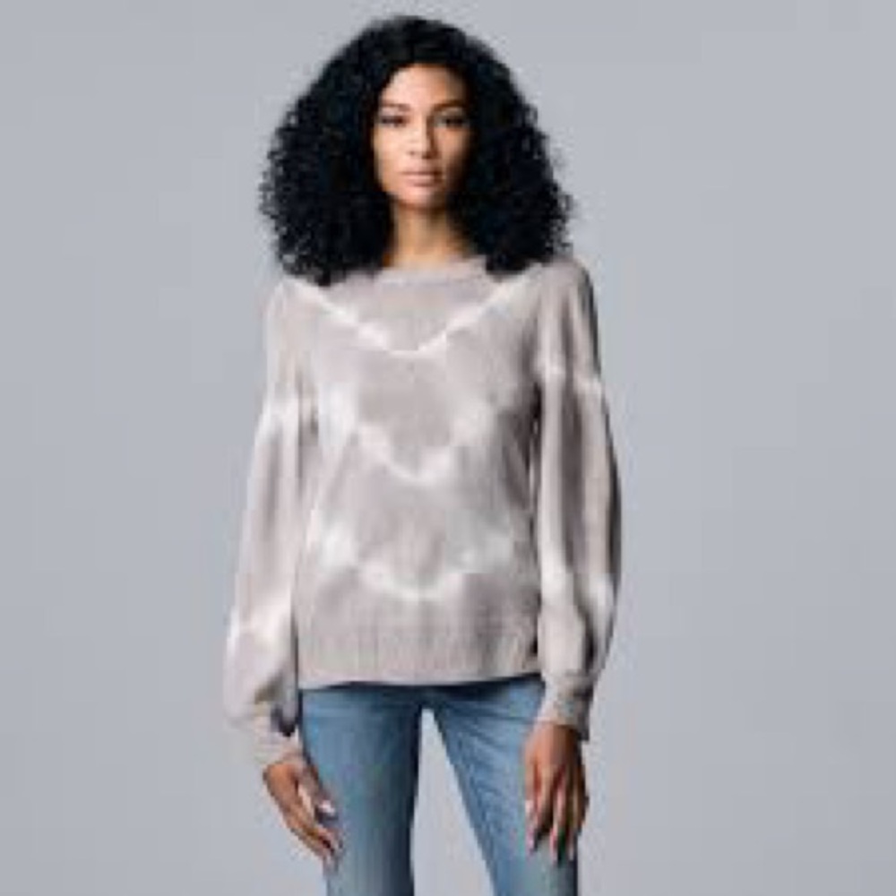 Simply Vera Vera Wang Women's Gray Tie-Dye Sweater